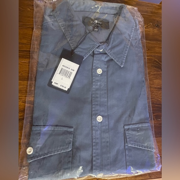 NWT, Short Sleeve Military Shirt in Cadet Blue - Picture 5 of 5